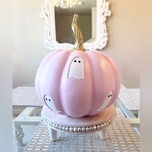 👻 TIKTOK VIRAL Pastel Pink Ghost Pumpkin Gold Stem NEW